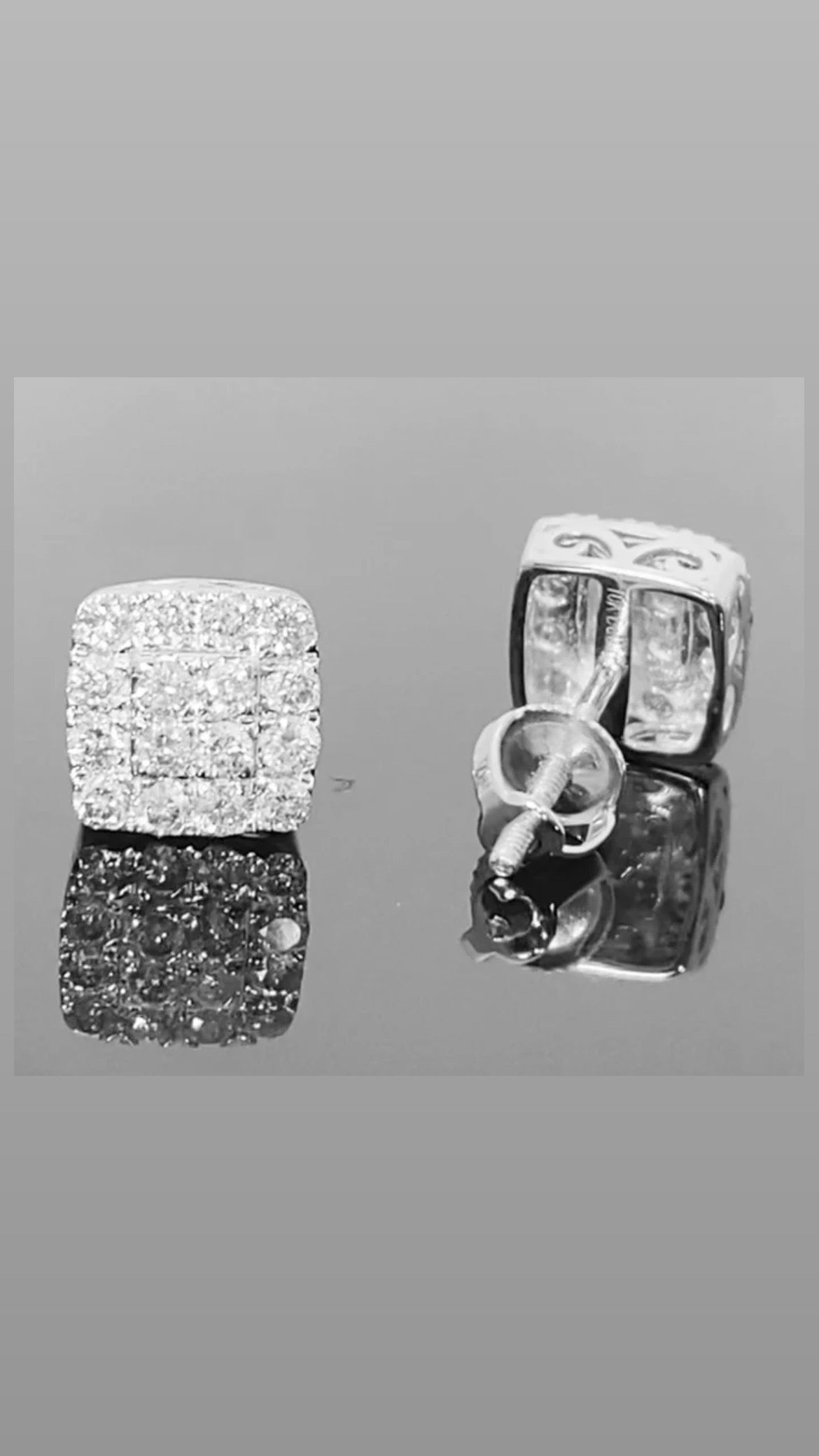10K WHITE GOLD .65 CARAT MENS WOMENS 7 MM 100% GENUINE DIAMONDS EARRING STUDS