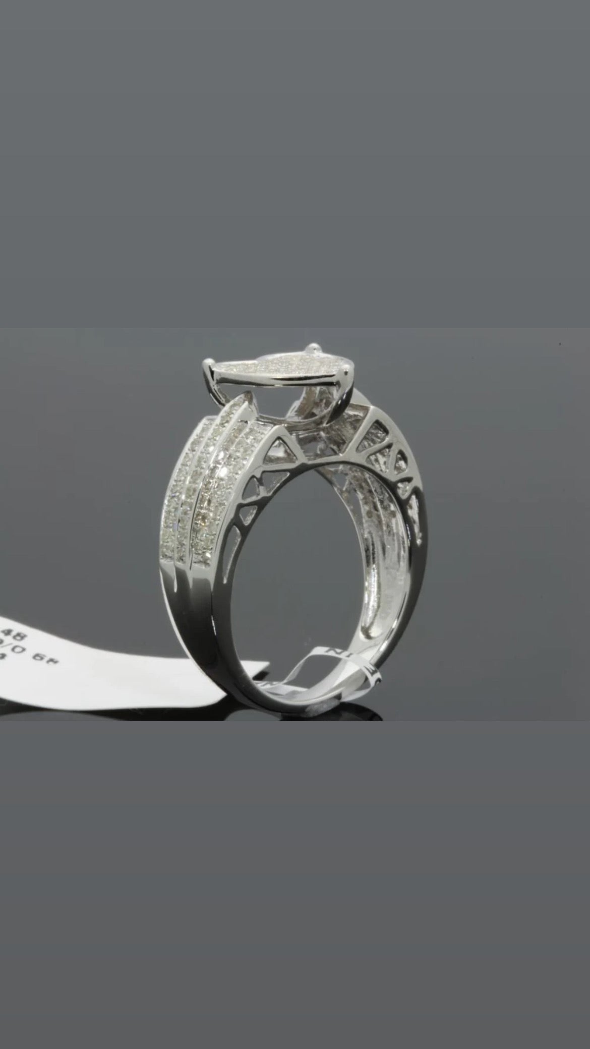 .85 CARAT DIAMOND STERLING SILVER RHODIUM HEART ENGAGEMENT BRIDAL WEDDING RING
