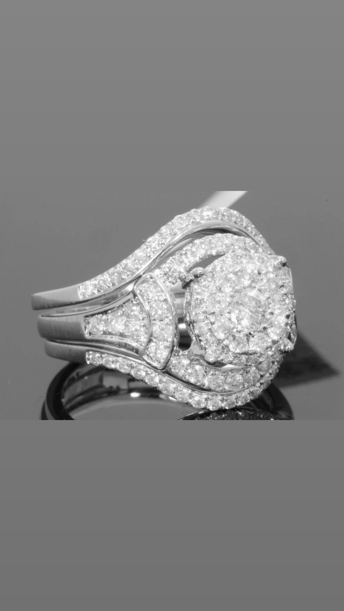 10K WHITE GOLD 1.50 CARAT WOMENS REAL DIAMOND ENGAGEMENT RING WEDDING BAND SET