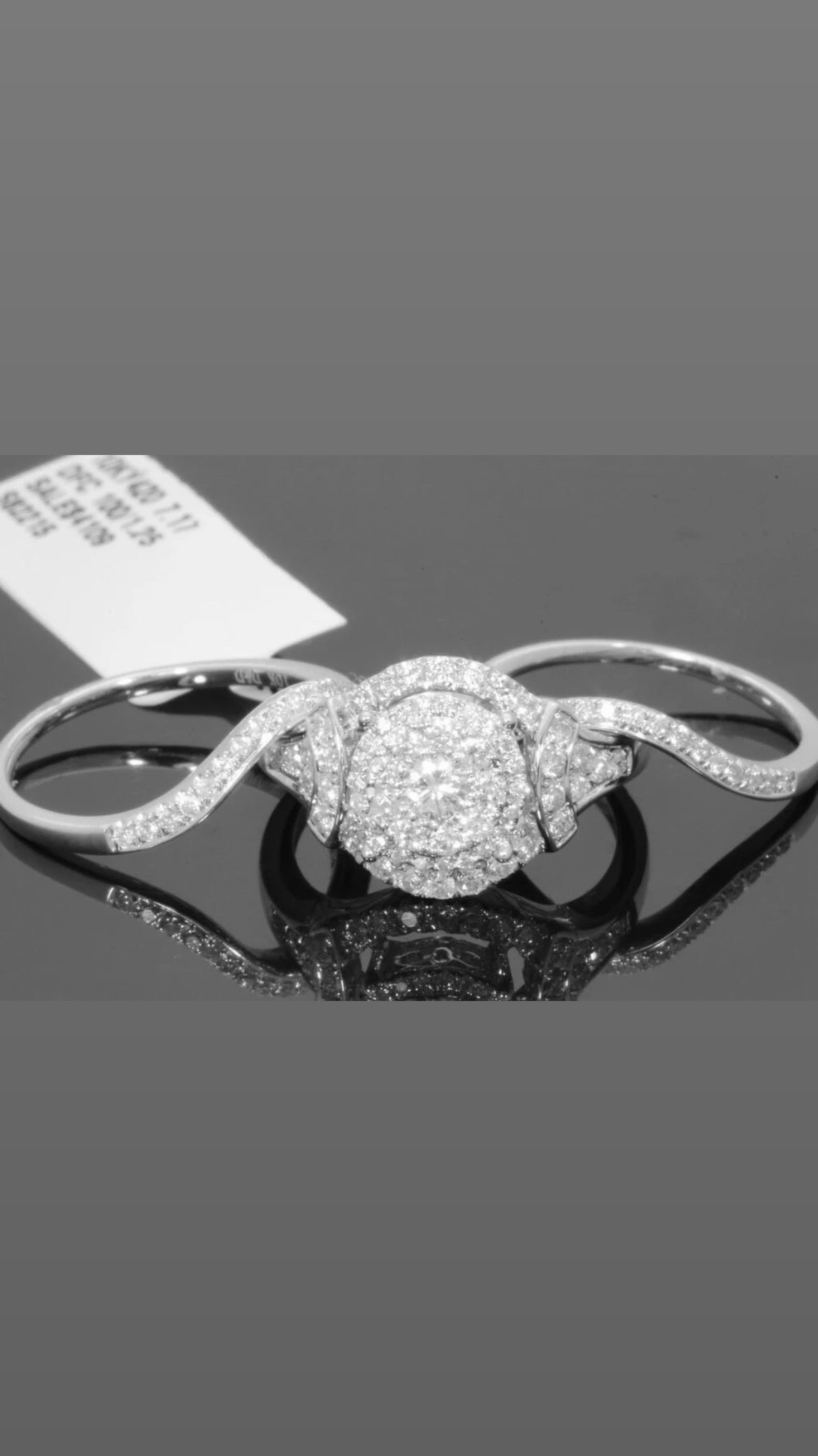 10K WHITE GOLD 1.50 CARAT WOMENS REAL DIAMOND ENGAGEMENT RING WEDDING BAND SET