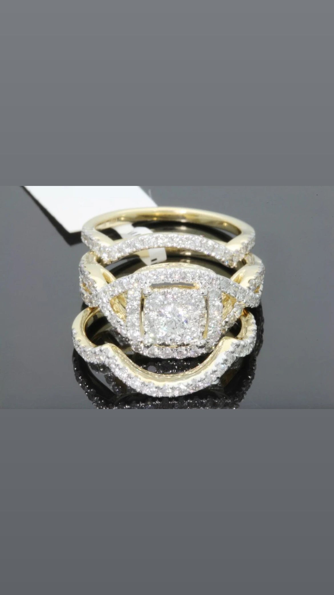 10K YELLOW GOLD 2 CARAT WOMEN DIAMOND ENGAGEMENT RING 2 WEDDING BANDS BRIDAL SET
