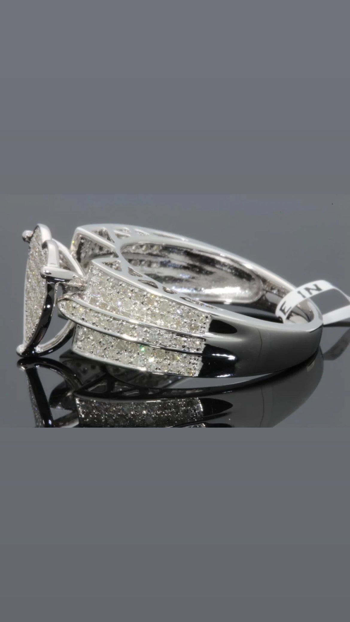 .85 CARAT DIAMOND STERLING SILVER RHODIUM HEART ENGAGEMENT BRIDAL WEDDING RING