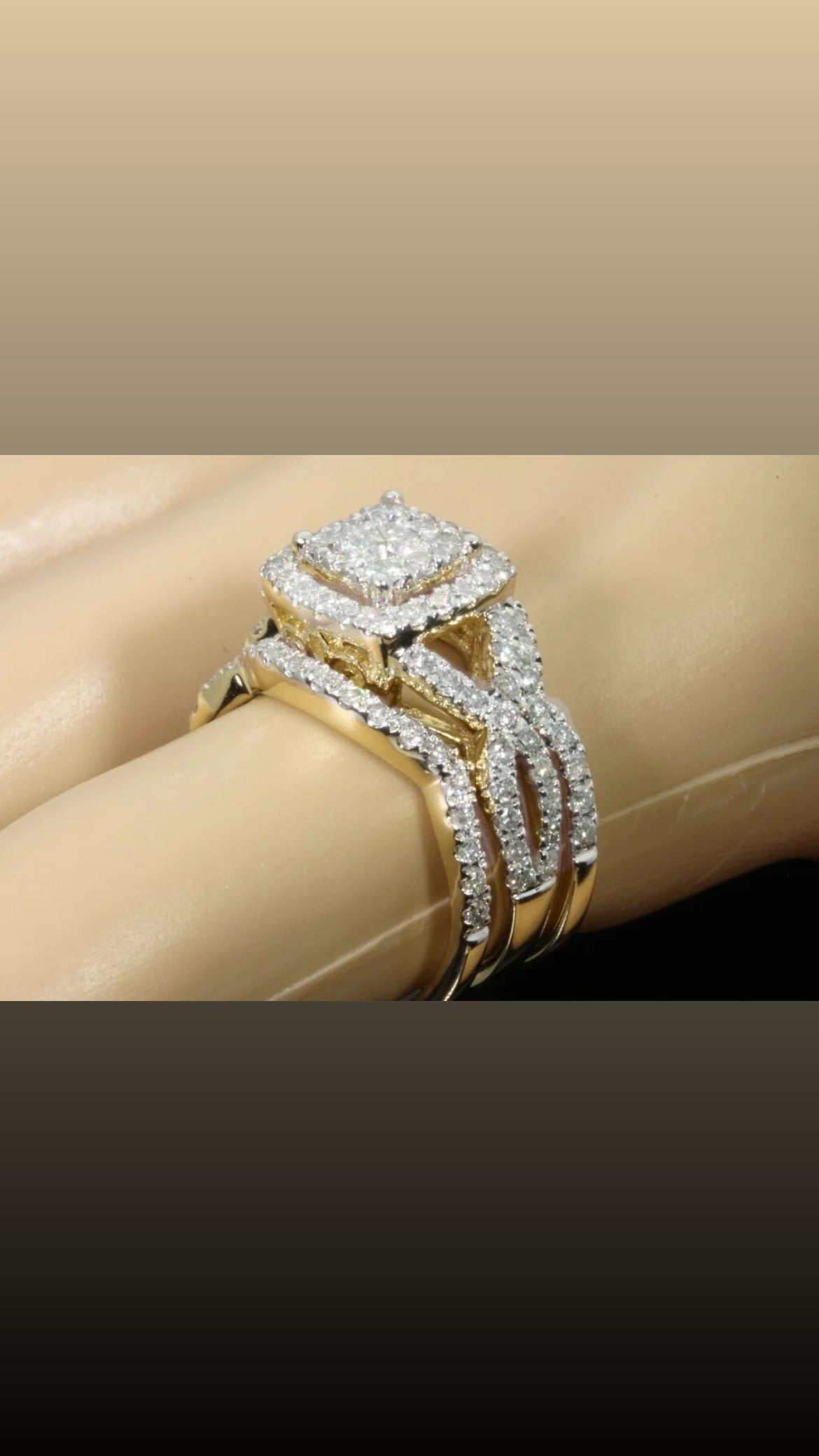 10K YELLOW GOLD 2 CARAT WOMEN DIAMOND ENGAGEMENT RING 2 WEDDING BANDS BRIDAL SET