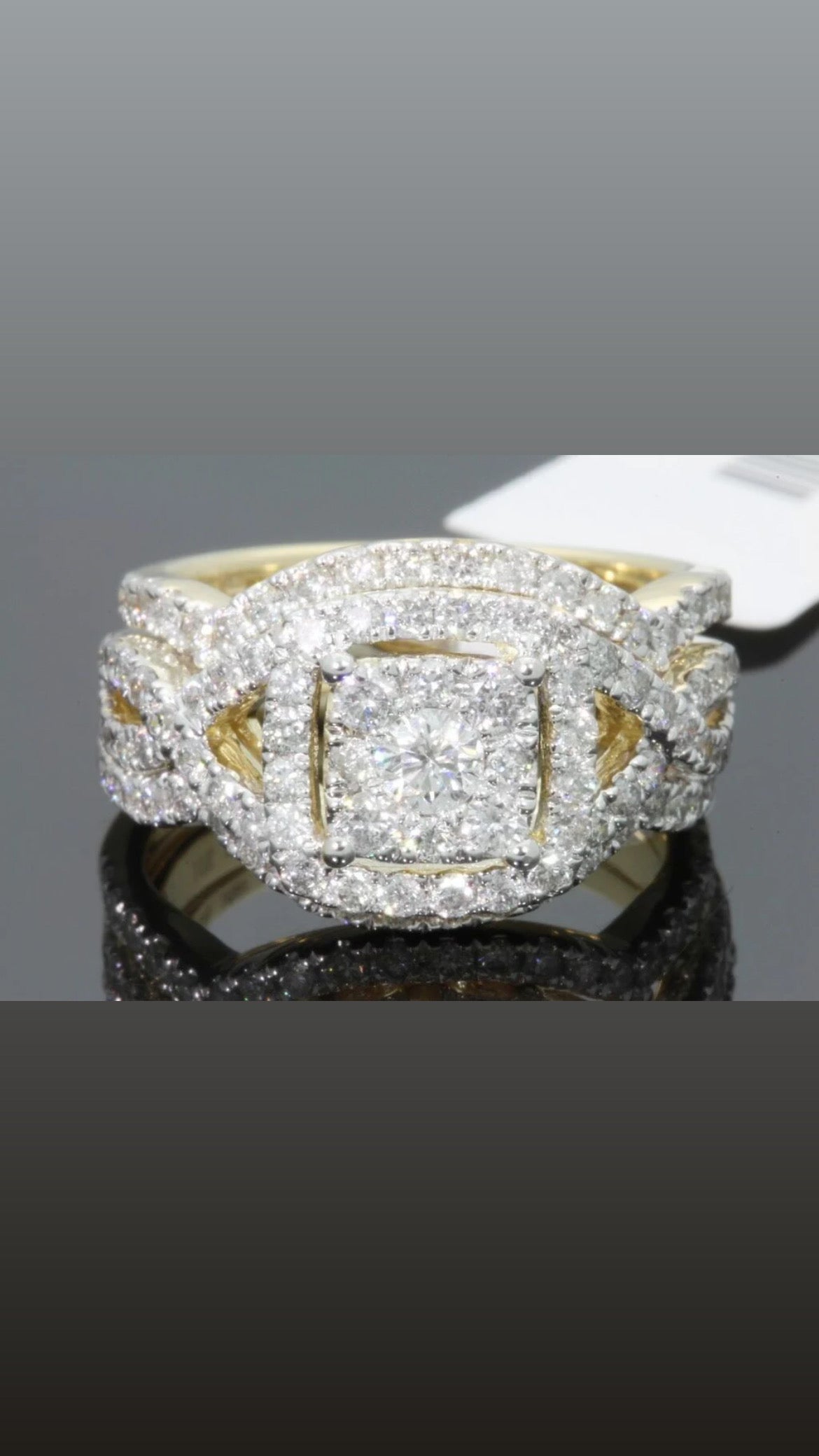 10K YELLOW GOLD 2 CARAT WOMEN DIAMOND ENGAGEMENT RING 2 WEDDING BANDS BRIDAL SET