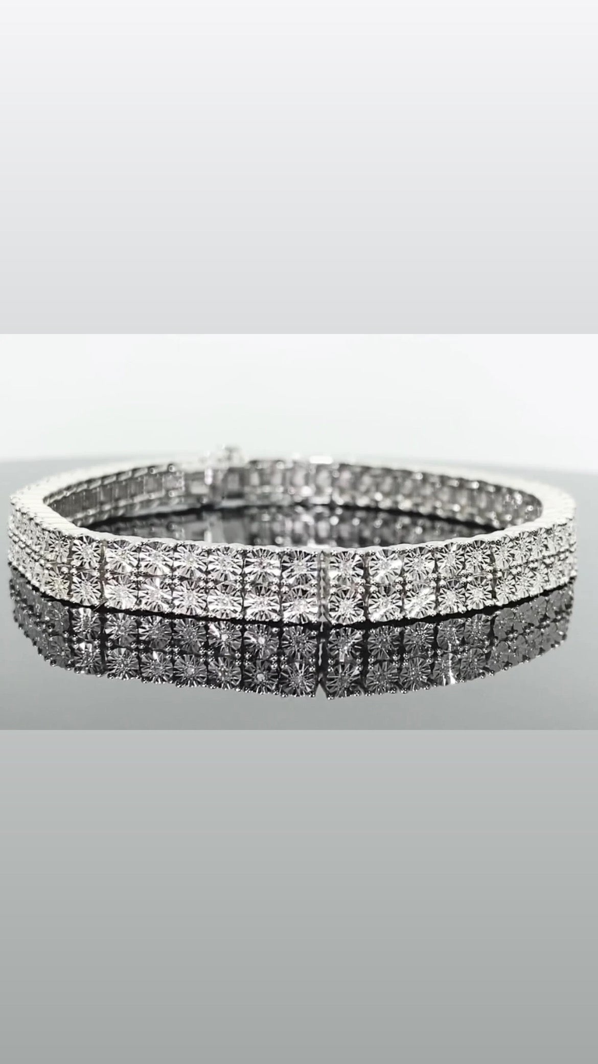 .75 CARAT MENS STERLING SILVER FANOOK REAL DIAMOND 2 ROW LINK TENNIS BRACELET