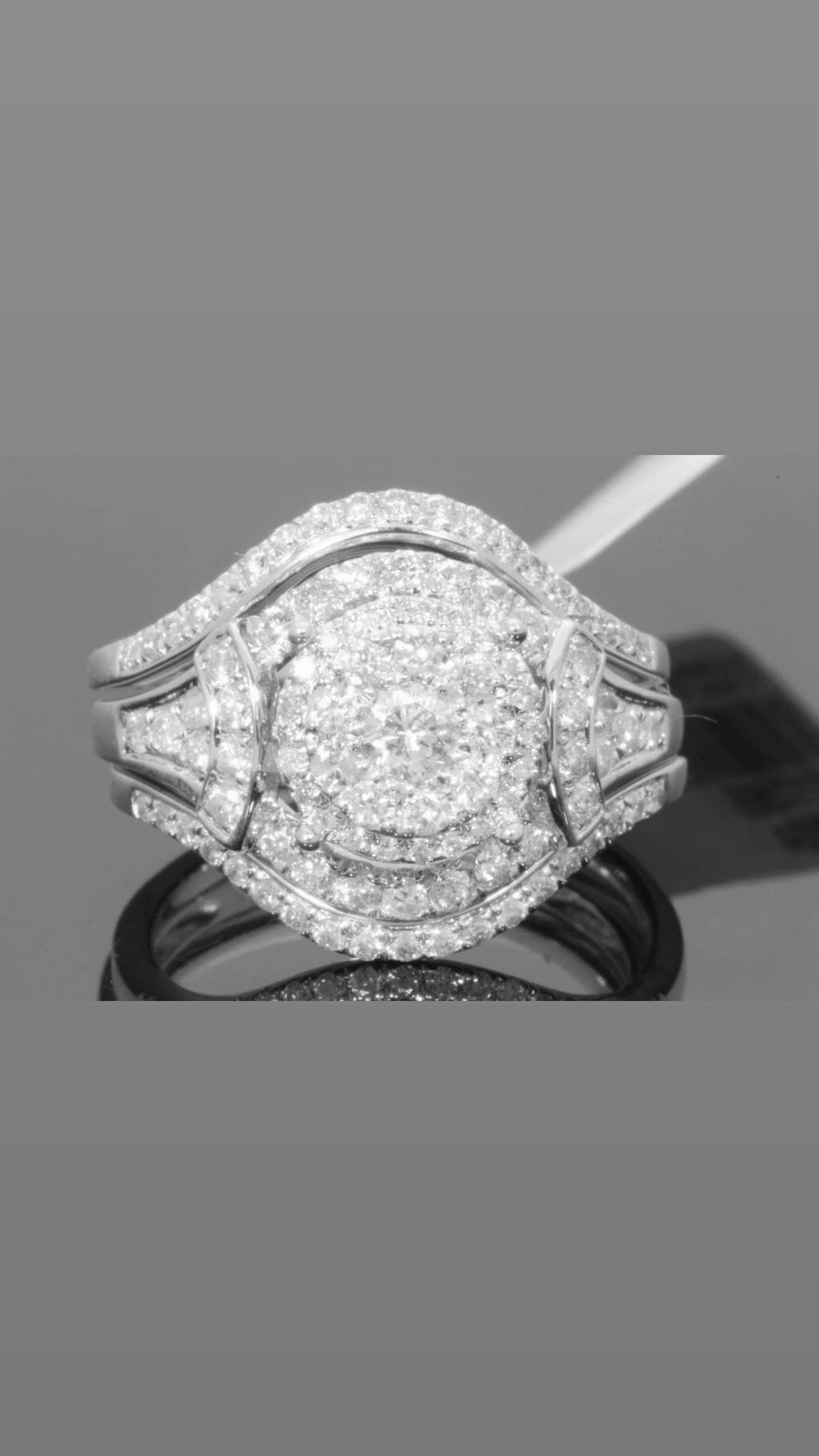 10K WHITE GOLD 1.50 CARAT WOMENS REAL DIAMOND ENGAGEMENT RING WEDDING BAND SET