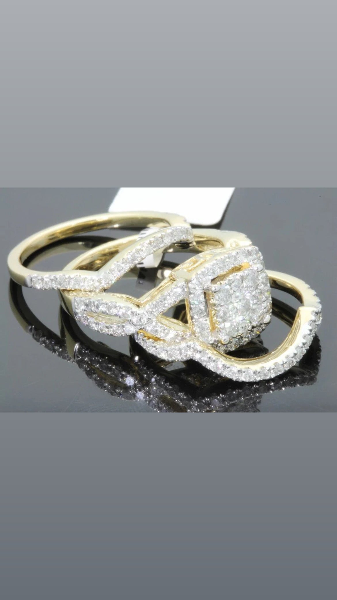 10K YELLOW GOLD 2 CARAT WOMEN DIAMOND ENGAGEMENT RING 2 WEDDING BANDS BRIDAL SET