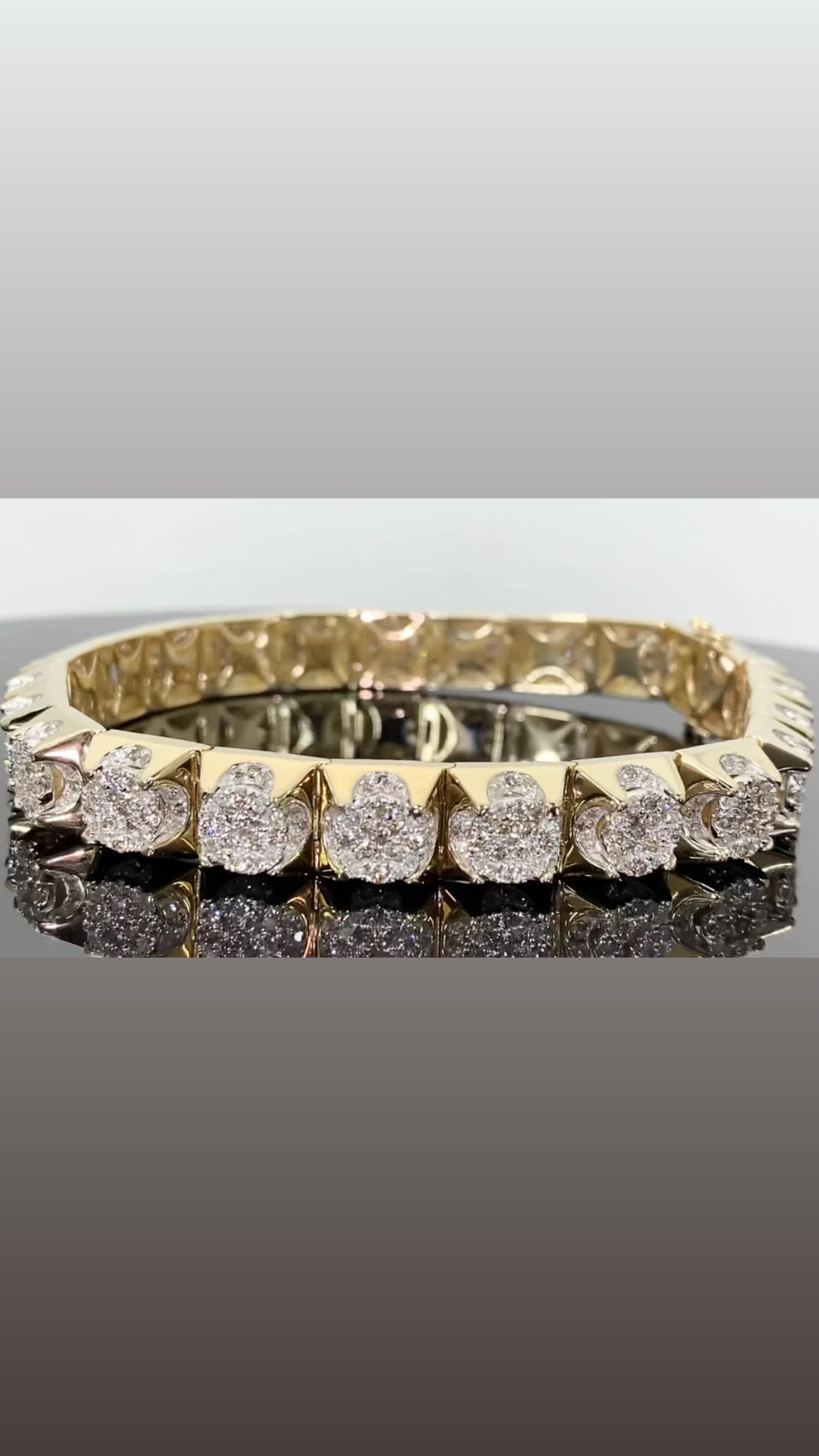 10K YELLOW WHITE GOLD 7 CARAT REAL DIAMOND 40.55 GRAMS 9 INCHES 10 MM BRACELET
