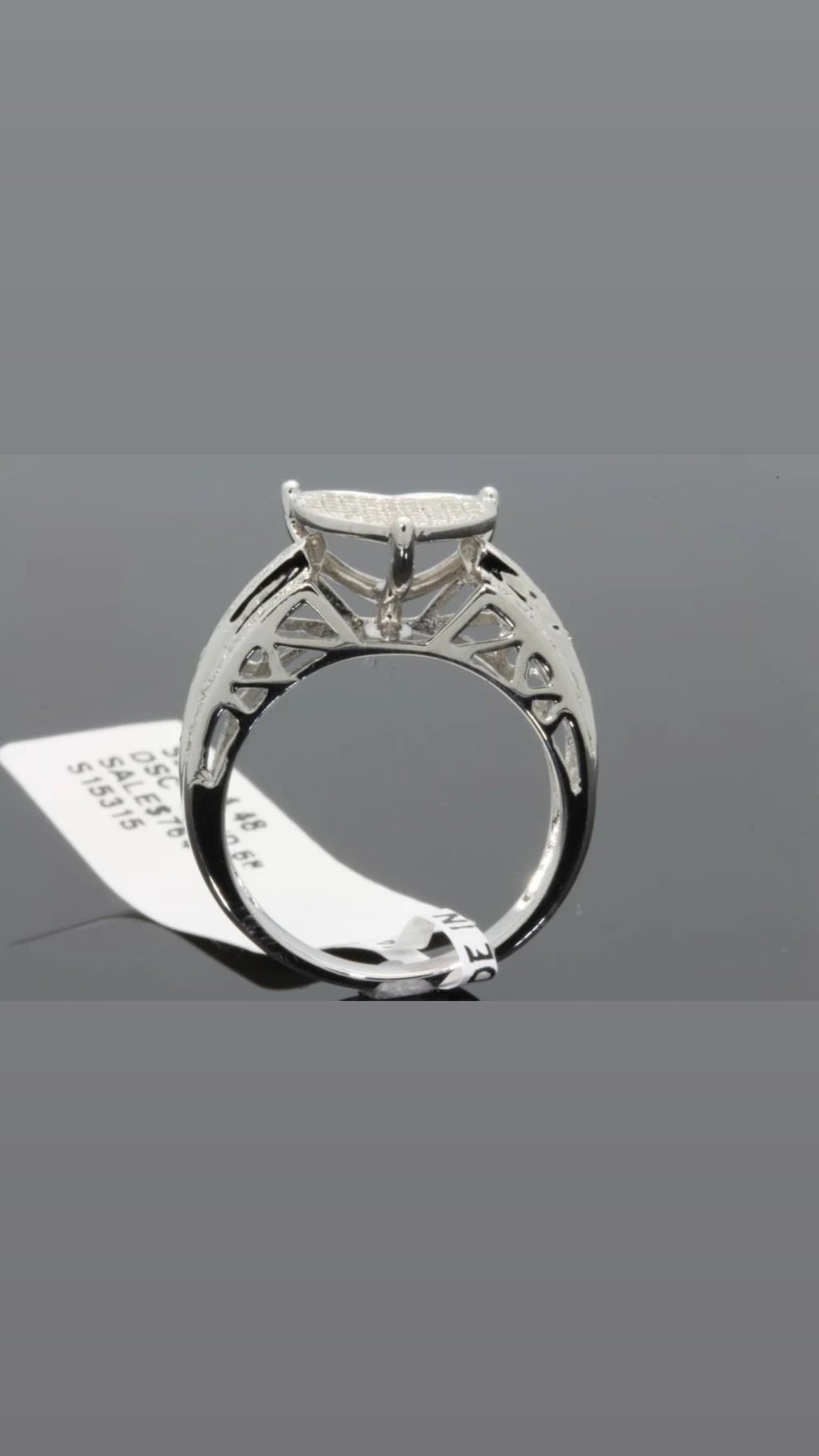 .85 CARAT DIAMOND STERLING SILVER RHODIUM HEART ENGAGEMENT BRIDAL WEDDING RING