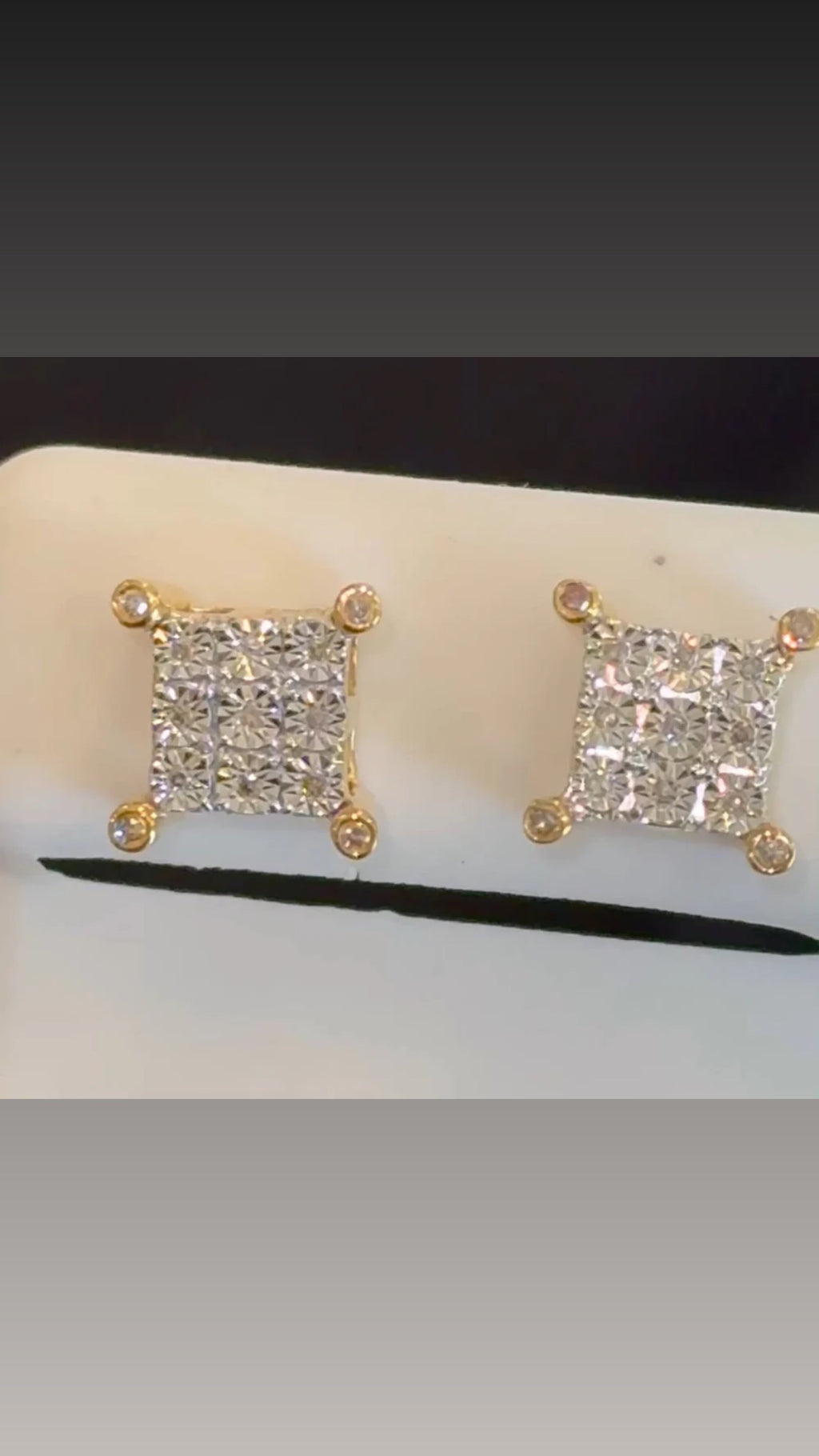 .15 CARAT NATURAL DIAMONDS STERLING SILVER GOLD PLATED 9 MM EARRINGS STUDS