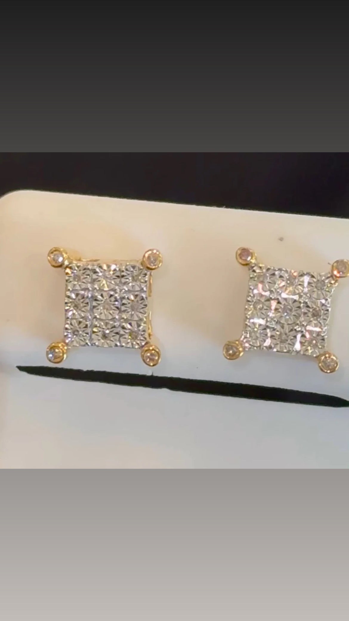 .15 CARAT NATURAL DIAMONDS STERLING SILVER GOLD PLATED 9 MM EARRINGS STUDS