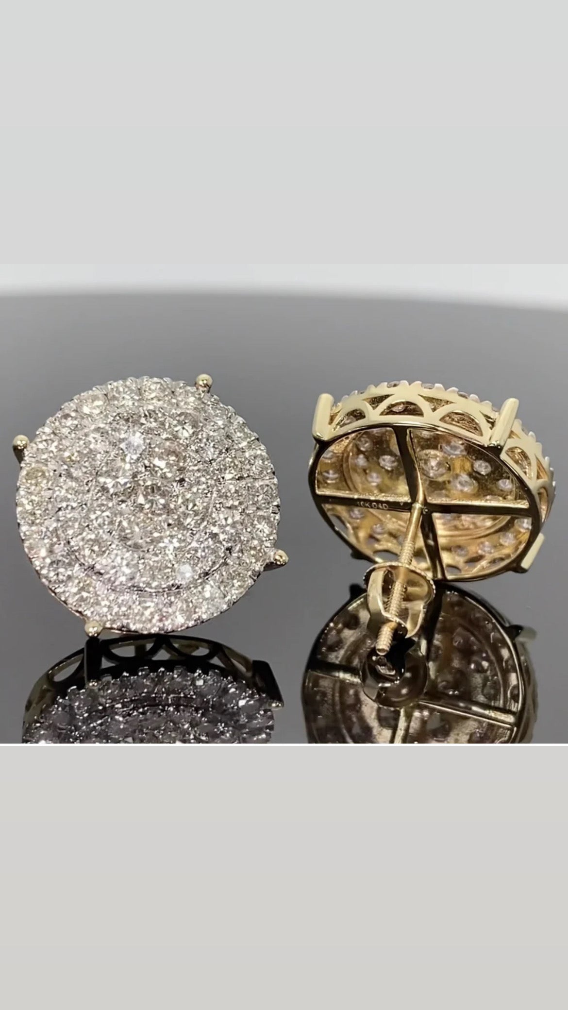 10K YELLOW GOLD 2.75 CARAT MENS WOMENS 16 MM 100% GENUINE DIAMONDS EARRING STUDS