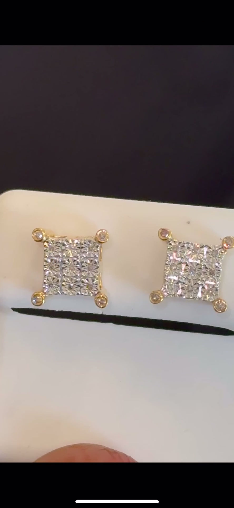 .15 CARAT NATURAL DIAMONDS STERLING SILVER GOLD PLATED 9 MM EARRINGS STUDS