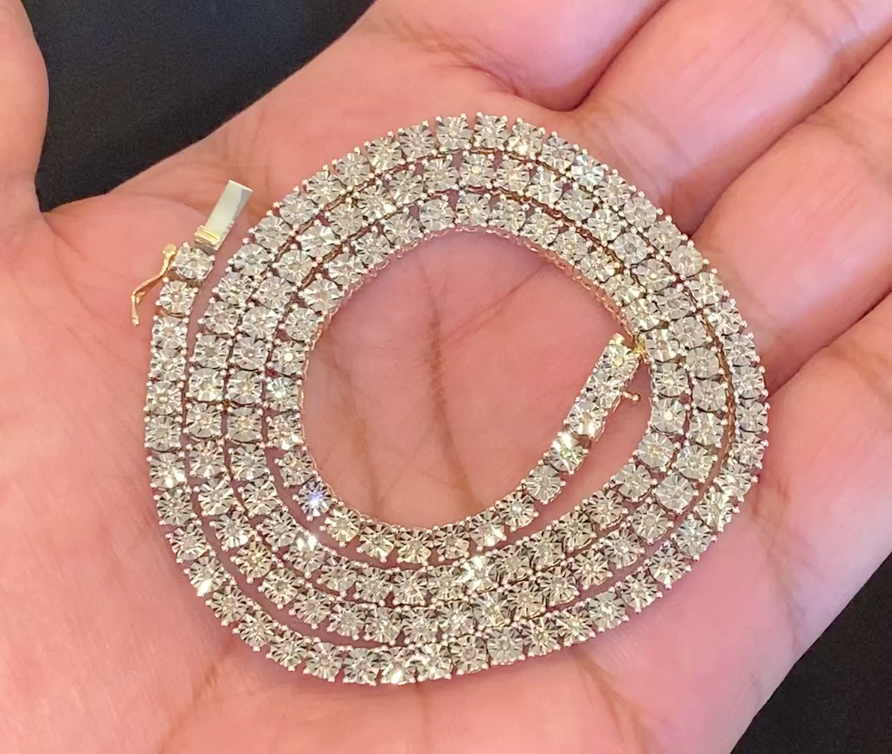 10K YELLOW GOLD 1.75 CARAT REAL DIAMOND 3MM 20 INCHES 29.98 GRAM GOLD TENNIS CHAIN NECKLACE