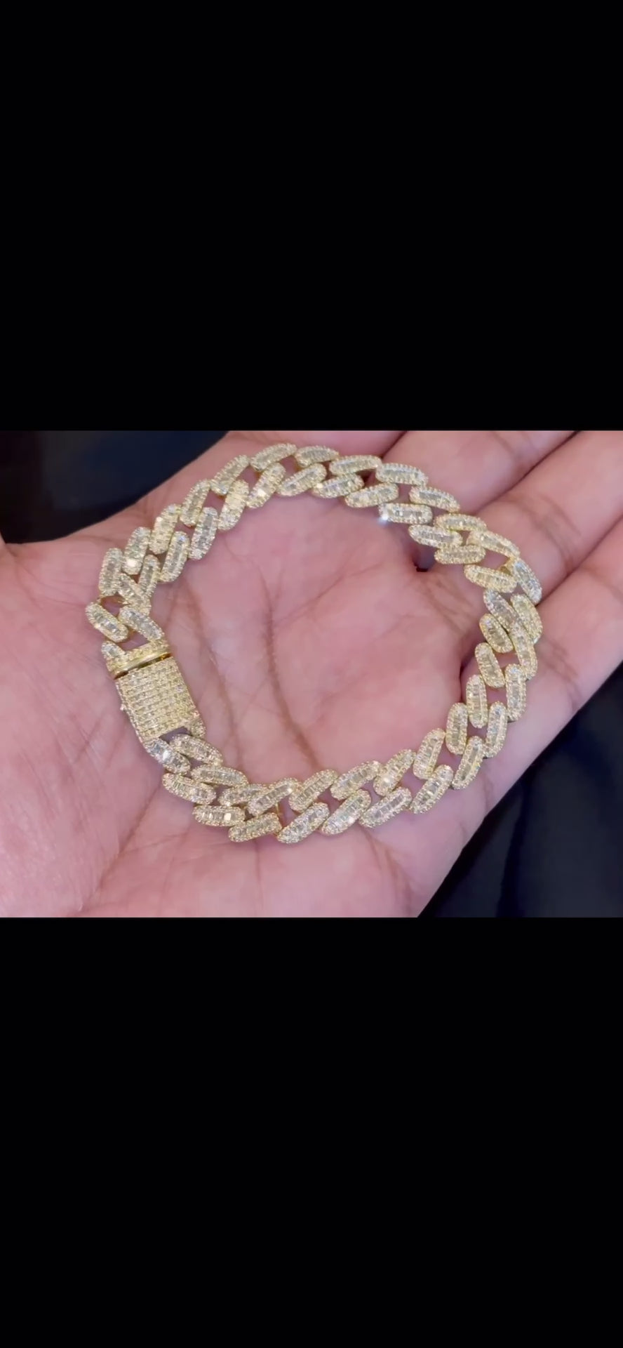 10K YELLOW GOLD 6 CARAT REAL DIAMOND 32.34 GRAMS 8.25 INCHES 10 MM CUBAN LINK BRACELET