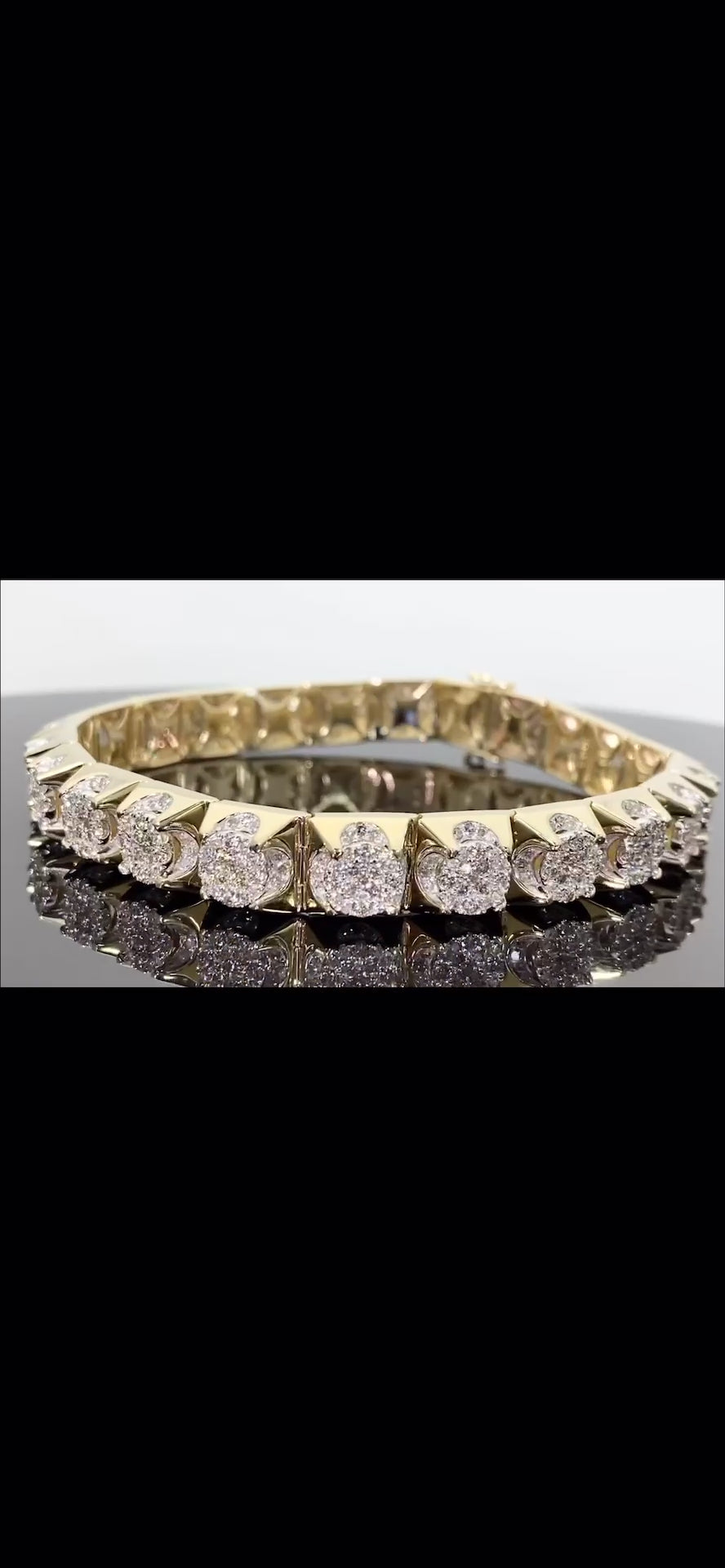 10K YELLOW WHITE GOLD 7 CARAT REAL DIAMOND 40.55 GRAMS 9 INCHES 10 MM BRACELET