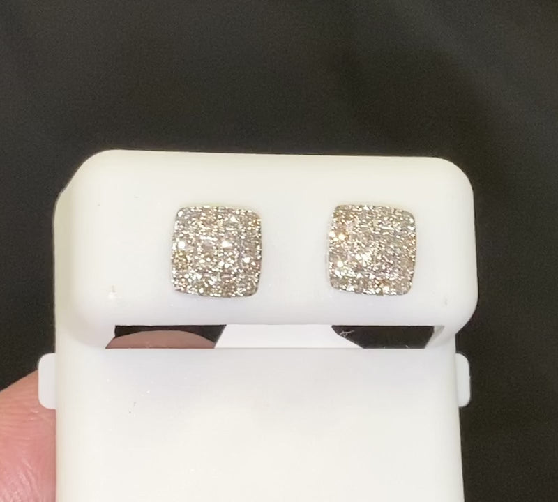10K WHITE GOLD .65 CARAT MENS WOMENS 7 MM 100% GENUINE DIAMONDS EARRING STUDS
