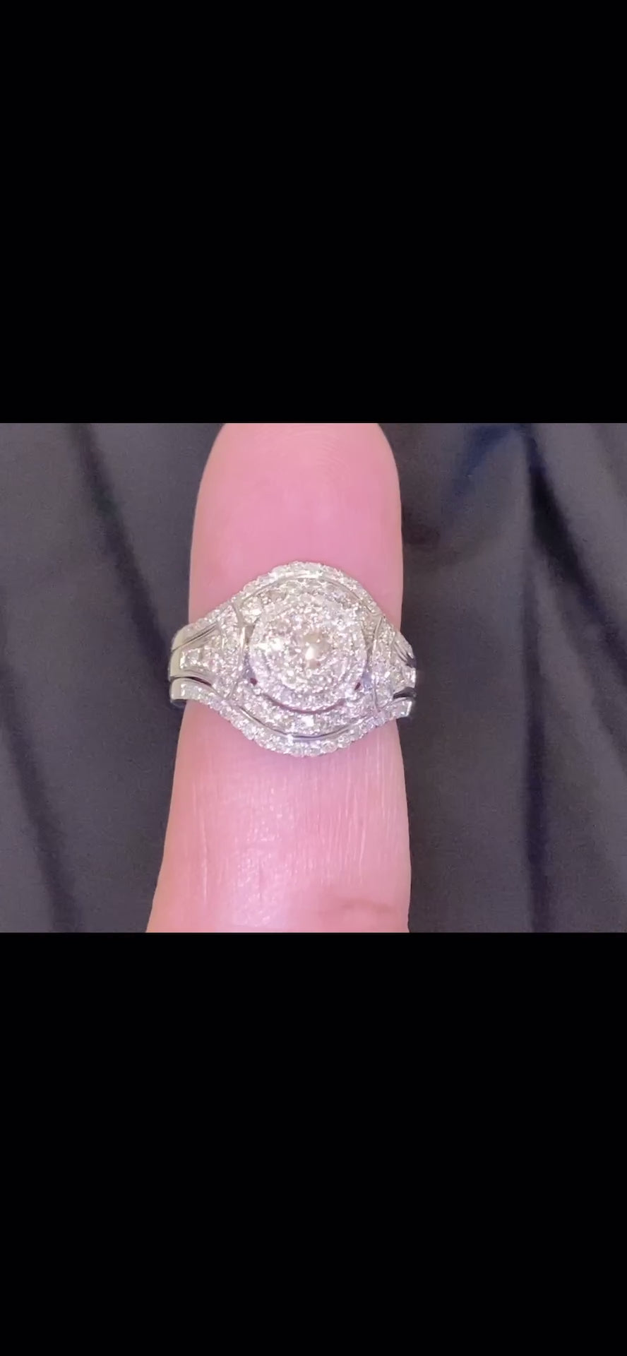 10K WHITE GOLD 1.50 CARAT WOMENS REAL DIAMOND ENGAGEMENT RING WEDDING BAND SET