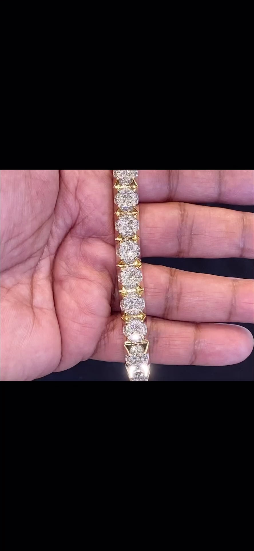 10K YELLOW WHITE GOLD 7 CARAT REAL DIAMOND 40.55 GRAMS 9 INCHES 10 MM BRACELET