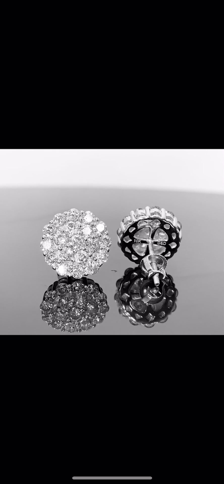 10K WHITE GOLD 2 CARAT MENS WOMENS 12 MM 100% GENUINE DIAMONDS EARRING STUDS